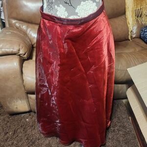 David's Bridal Rich Red Velvet Midi Skirt